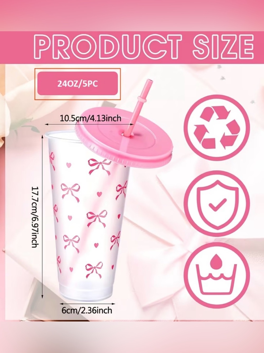 Pink Bow Tumbler Mystery Game - Bundle 3 piece NWOT